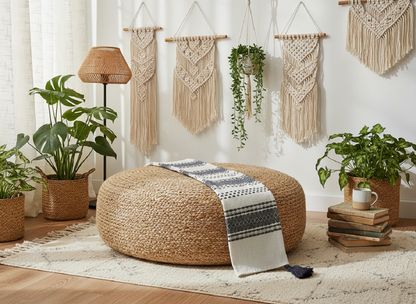 Decorative Throw Ivory and Grey