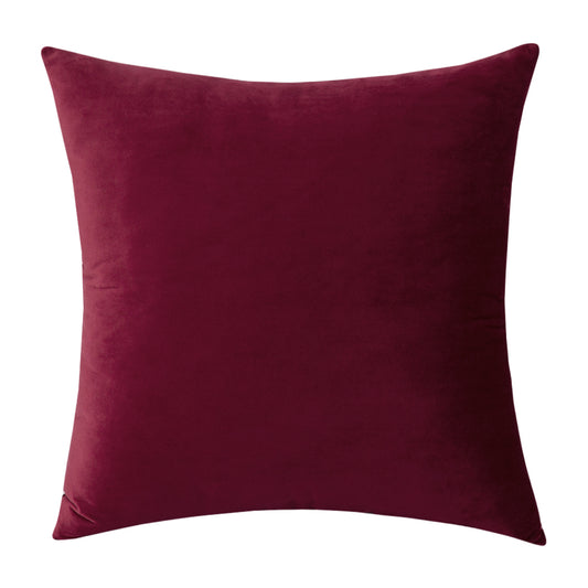 Soft Velvet Winered Pillow with Insert & Cover