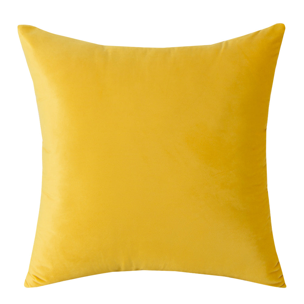 Soft Velvet Yellow Pillow with Insert & Cover