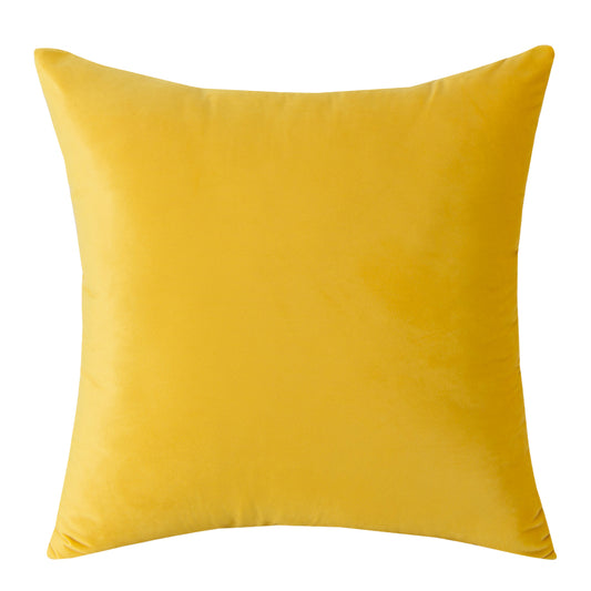 Soft Velvet Yellow Pillow with Insert & Cover
