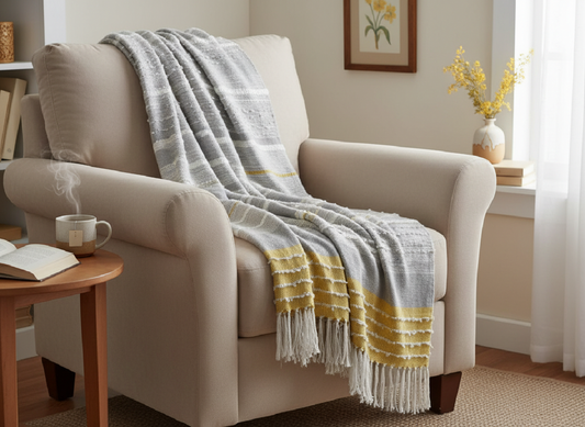 Decorative Throw Grey and yellow