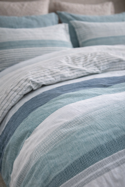 100% Cotton Grey, Blue and Charcoal Duvet Cover Set