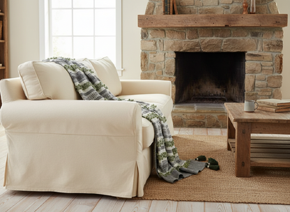 Decorative Throw Grey and green
