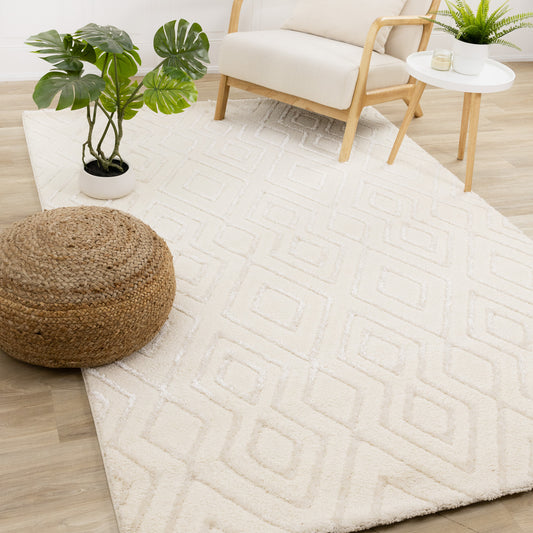 Contemporary Patchwork Cream Area Rug