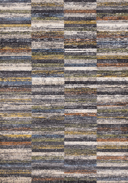 Contemporary Distressed Stripes Grey Area Rug