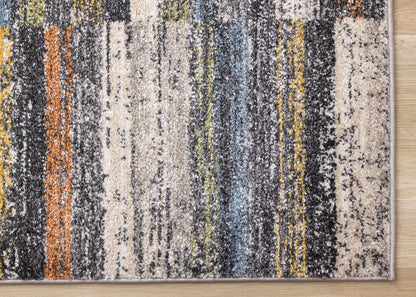 Contemporary Distressed Stripes Grey Area Rug