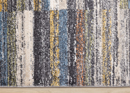 Contemporary Distressed Stripes Grey Area Rug