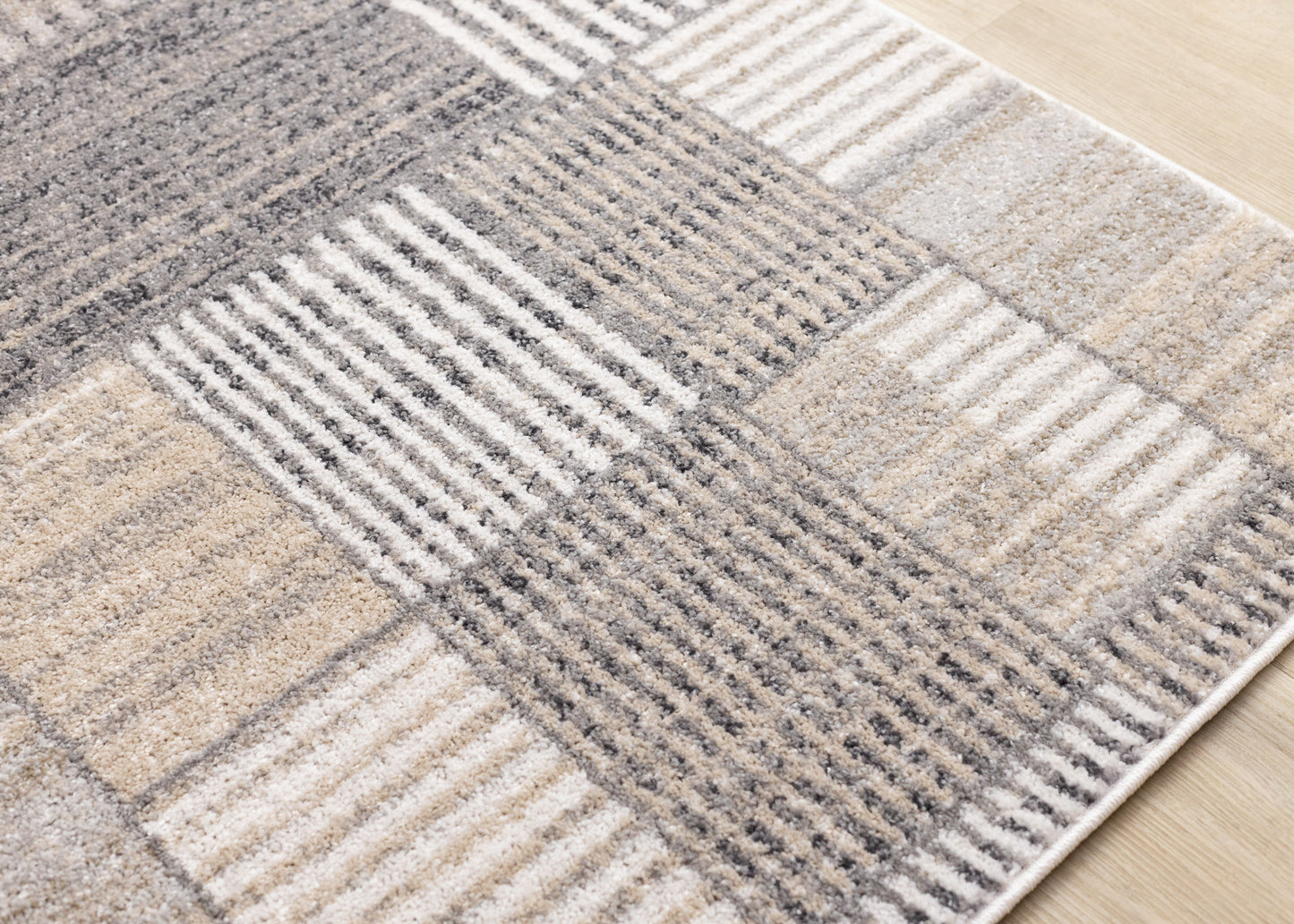 Contemporary Distressed Geometric Grey Area Rug