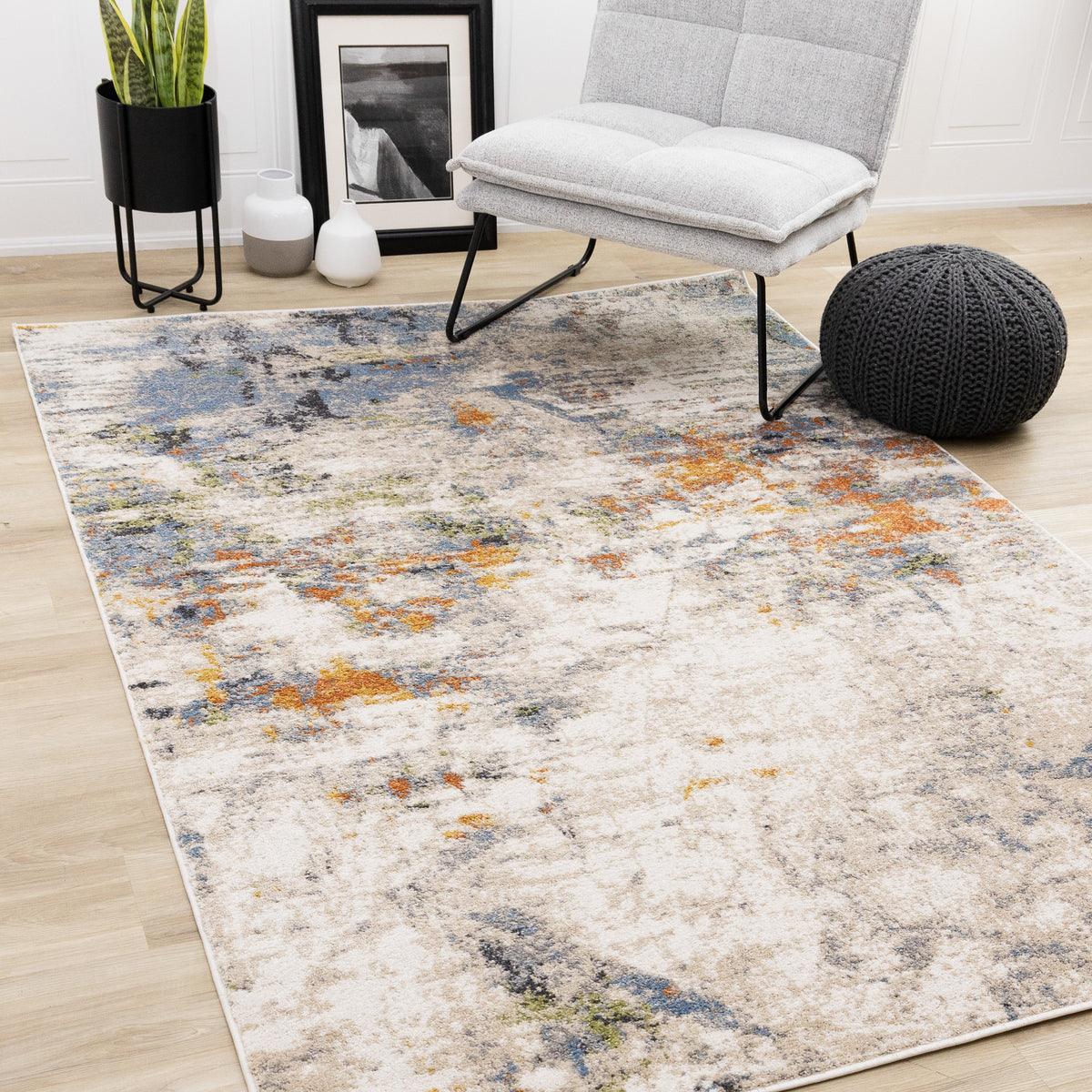 Tapis contemporain taupe bio vieilli