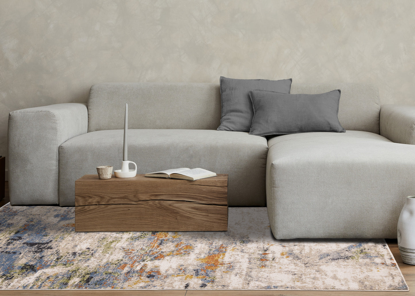 Contemporary Distressed Organic Taupe Area Rug-3