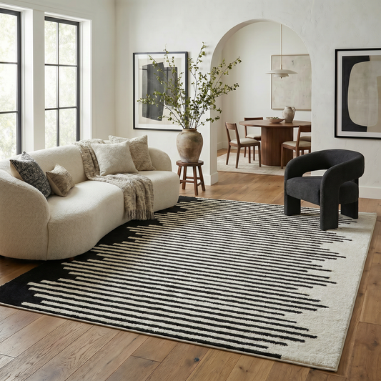 Tapis noir crème moderne abstrait Domus
