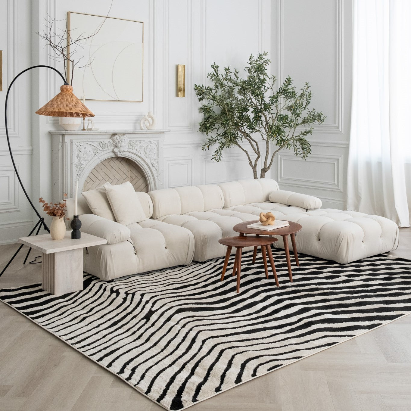 Domus Zebra Print Modern Black White Rug