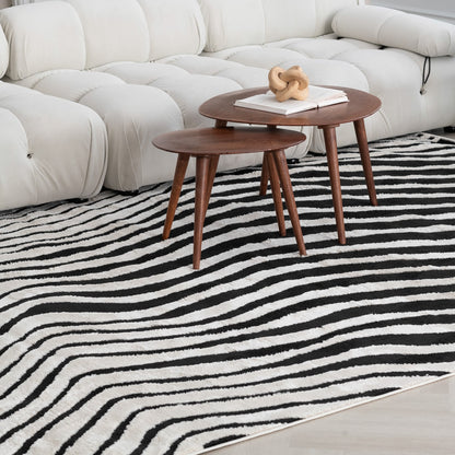 Domus Zebra Print Modern Black White Rug