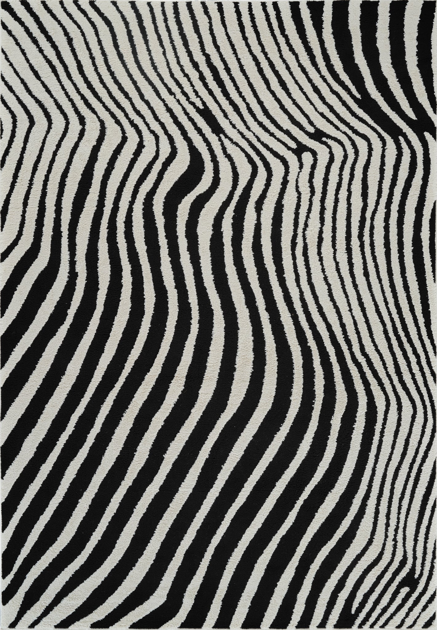 Alfombra Domus con estampado de cebra moderna en blanco y negro