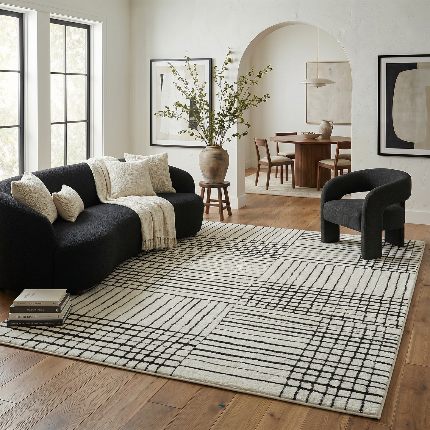 Alfombra Domus Abstract Modern Cream Black