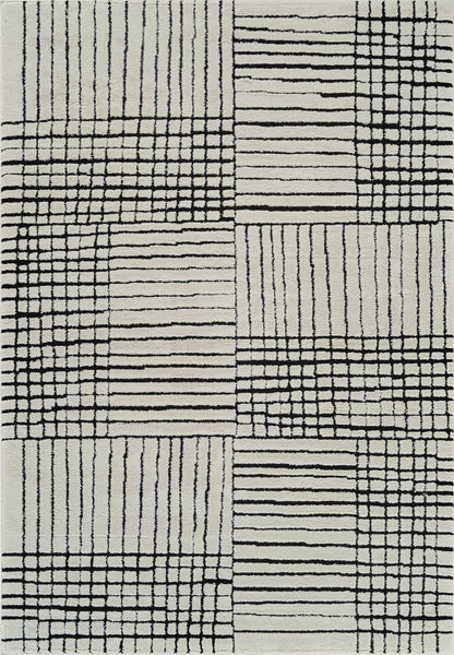 Edda Abstract Modern Cream and Black Indoor Rug-3