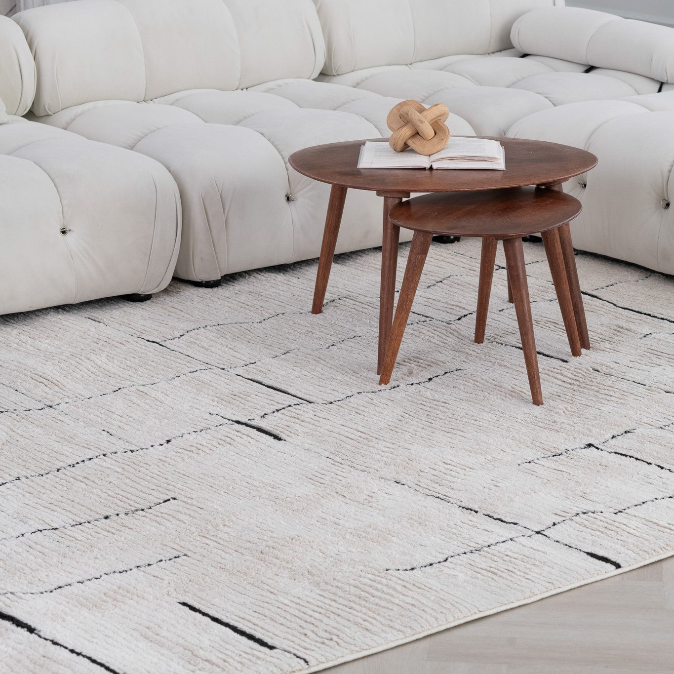 Domus Abstract Modern Cream Black Rug