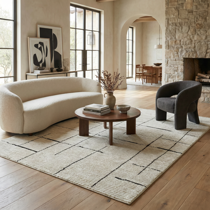 Alfombra Domus Abstract Modern Cream Black