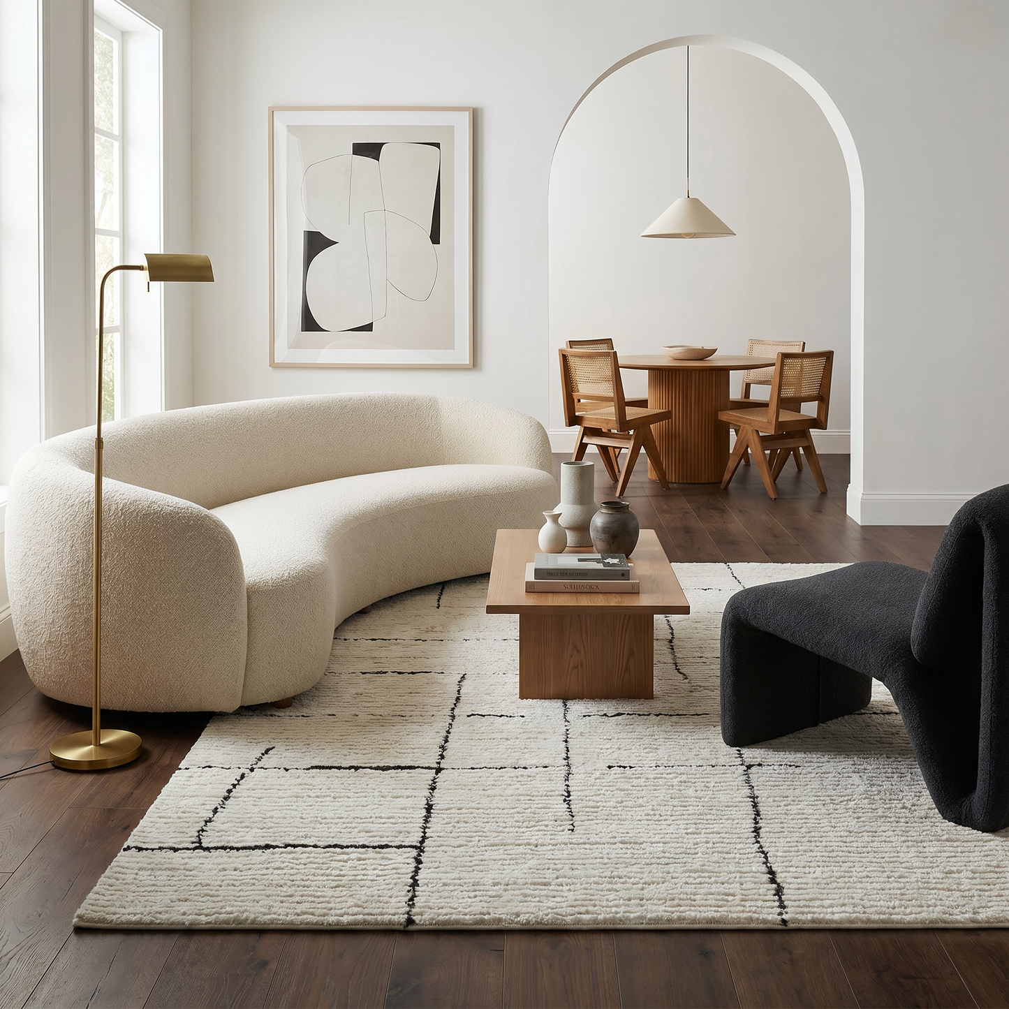 Alfombra Domus Abstract Modern Cream Black
