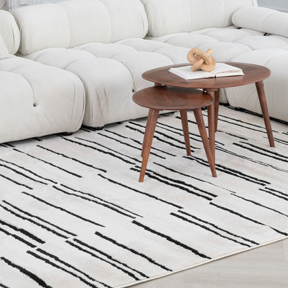 Domus Abstract Modern Cream Black Rug