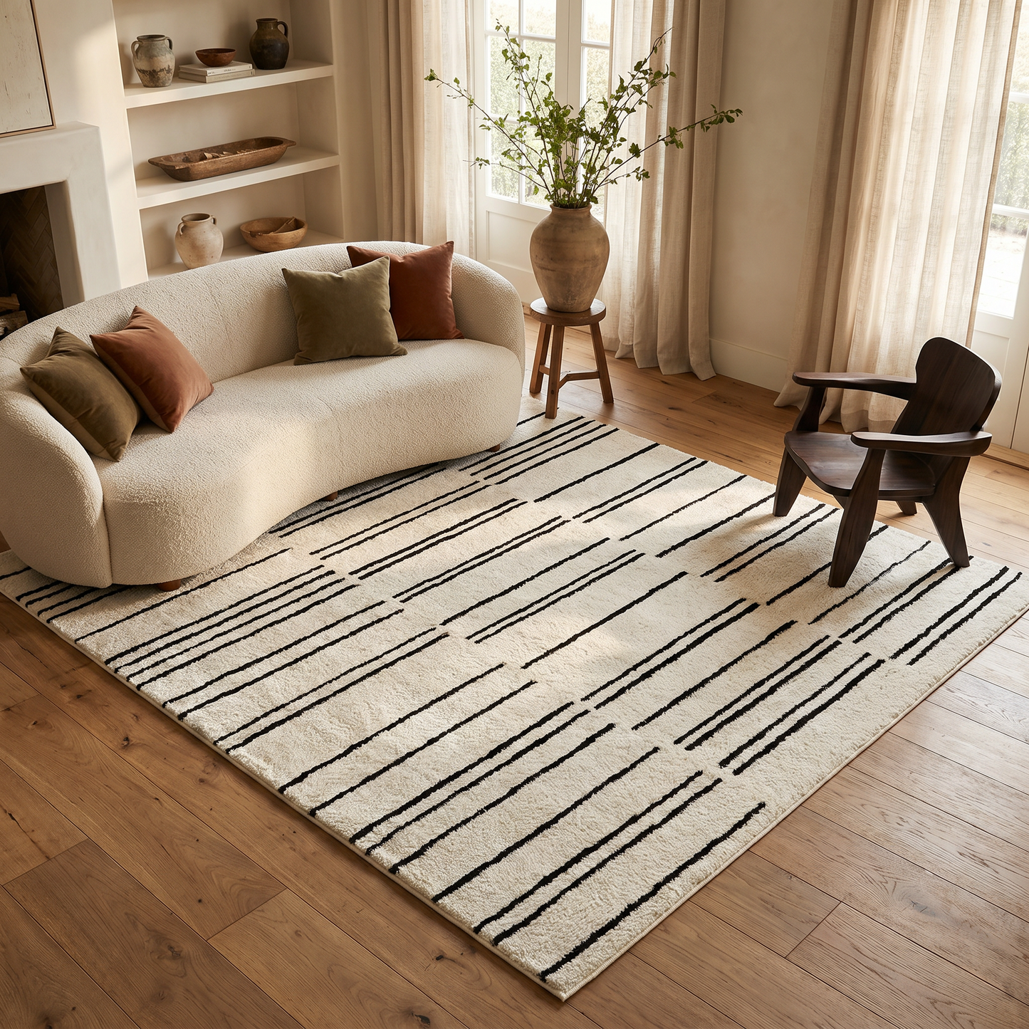 Alfombra Domus Abstract Modern Cream Black