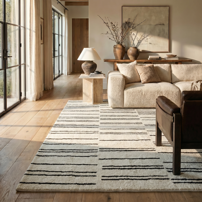 Alfombra Domus Abstract Modern Cream Black