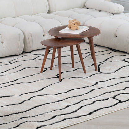 Domus Abstract Modern Cream Black Rug