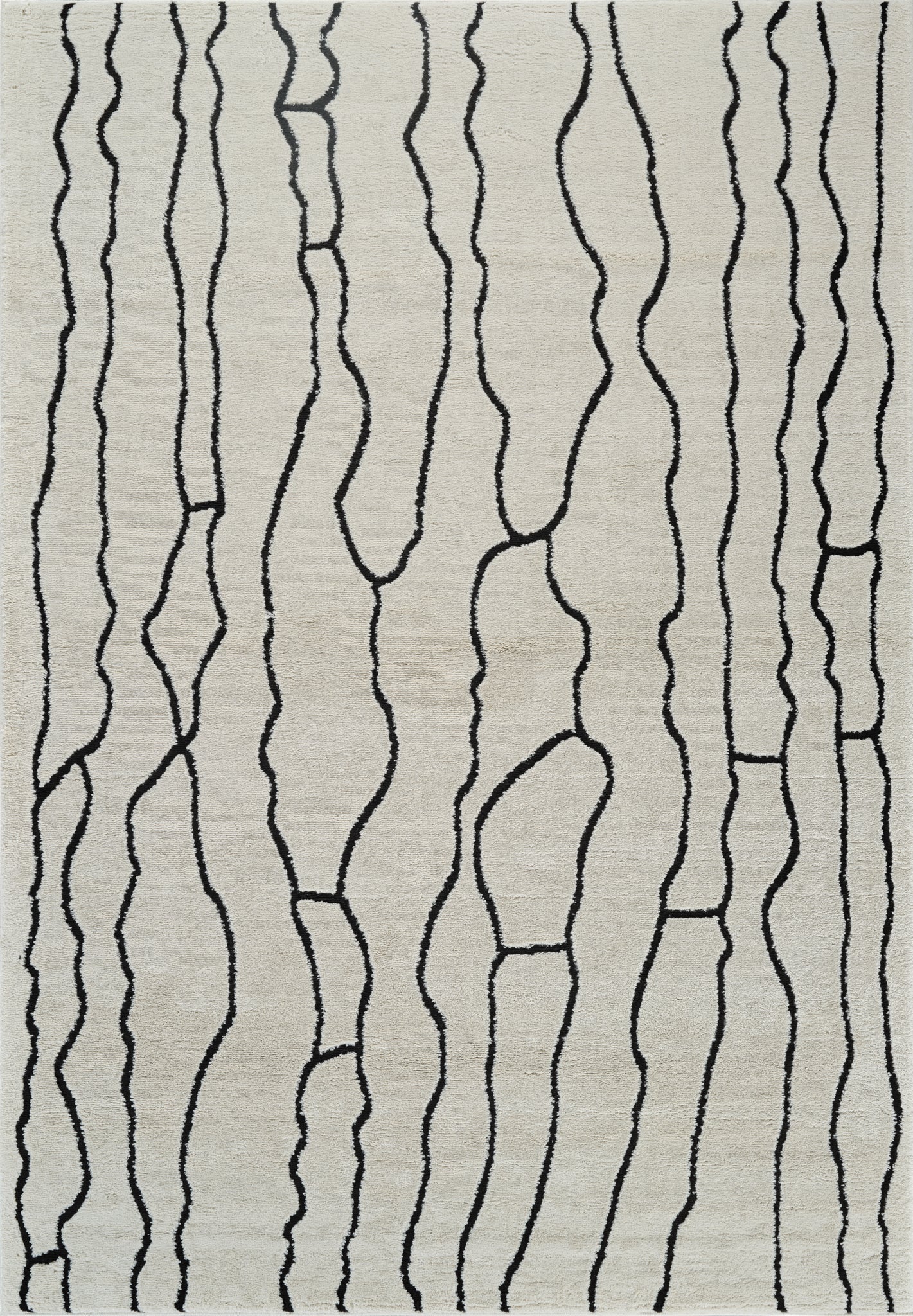 Aida Abstract Modern Cream and Black Indoor Rug-3