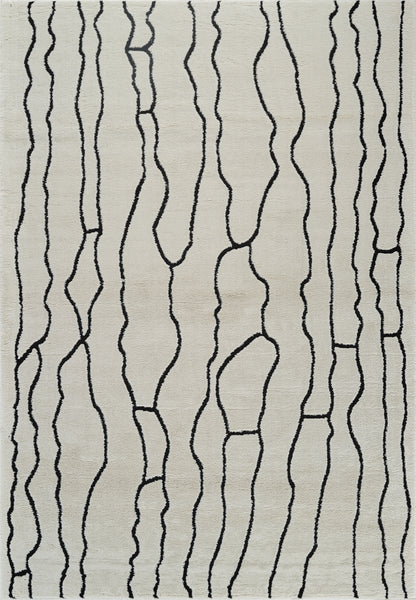 Aida Abstract Modern Cream and Black Indoor Rug-3