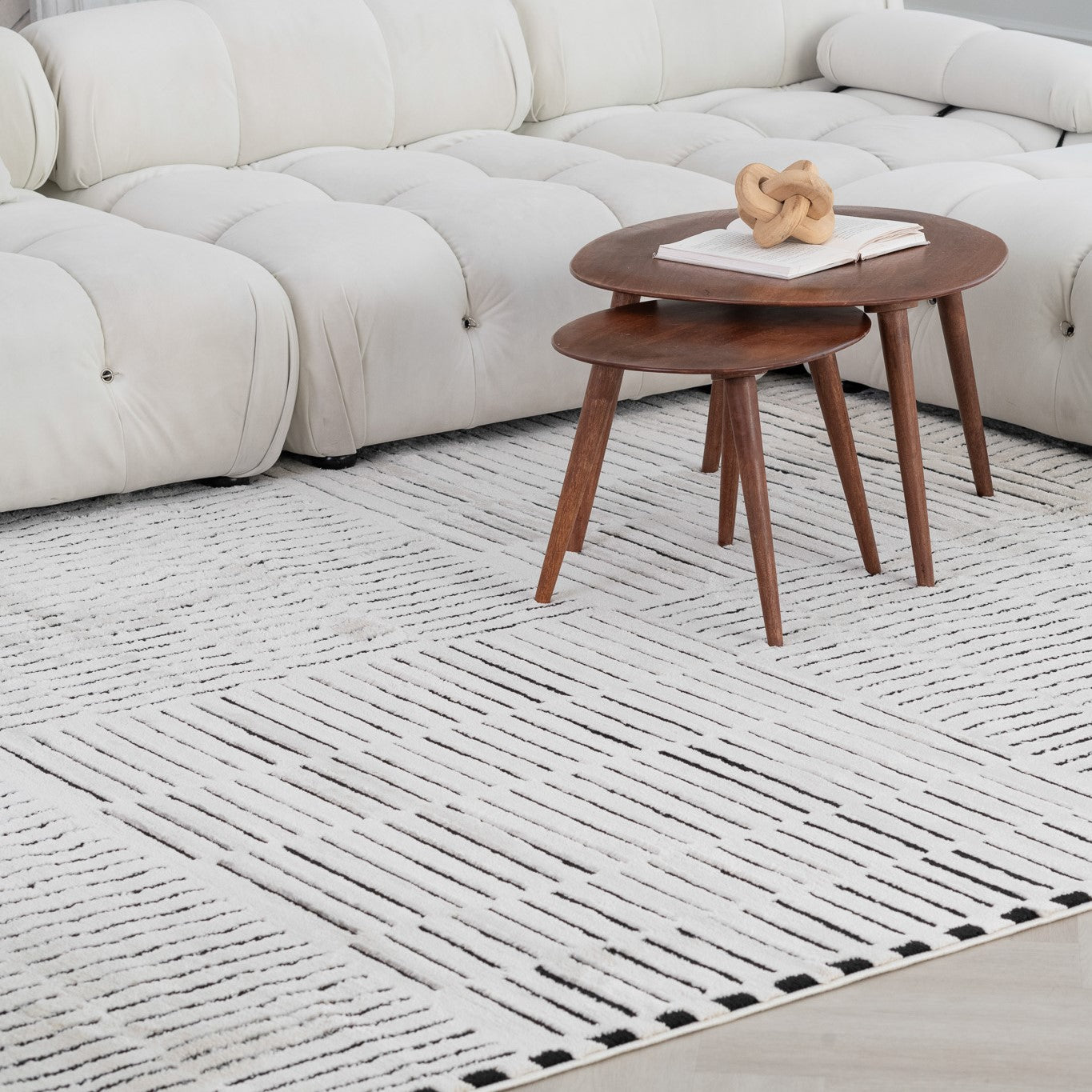 Domus Abstract Modern Cream Black Rug