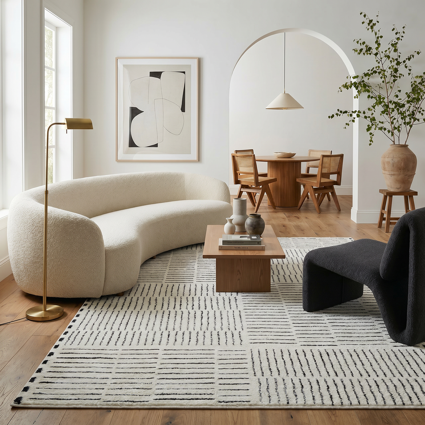 Alfombra Domus Abstract Modern Cream Black
