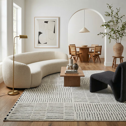 Alfombra Domus Abstract Modern Cream Black