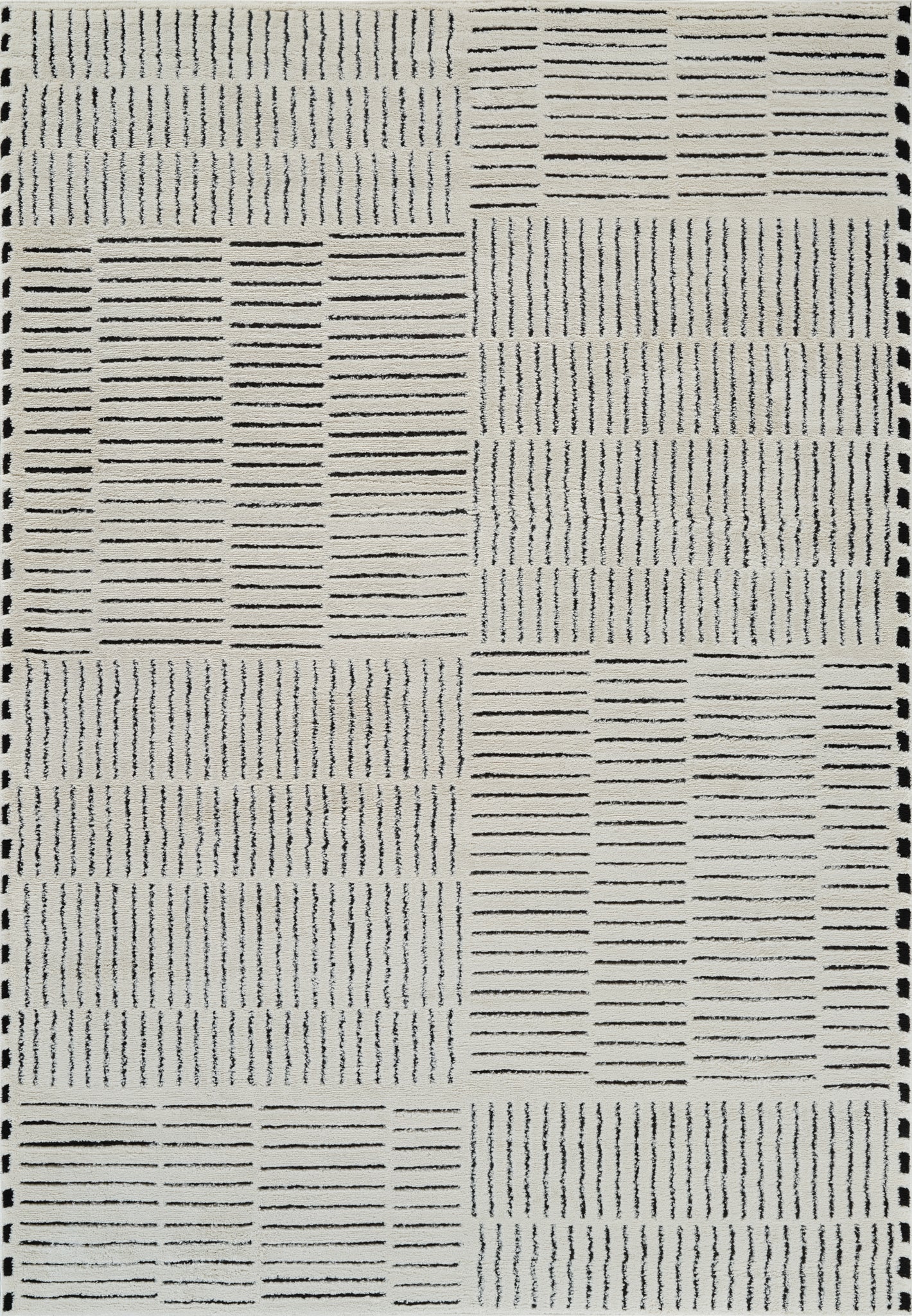 Kawa Abstract Modern Cream and Black Indoor Rug