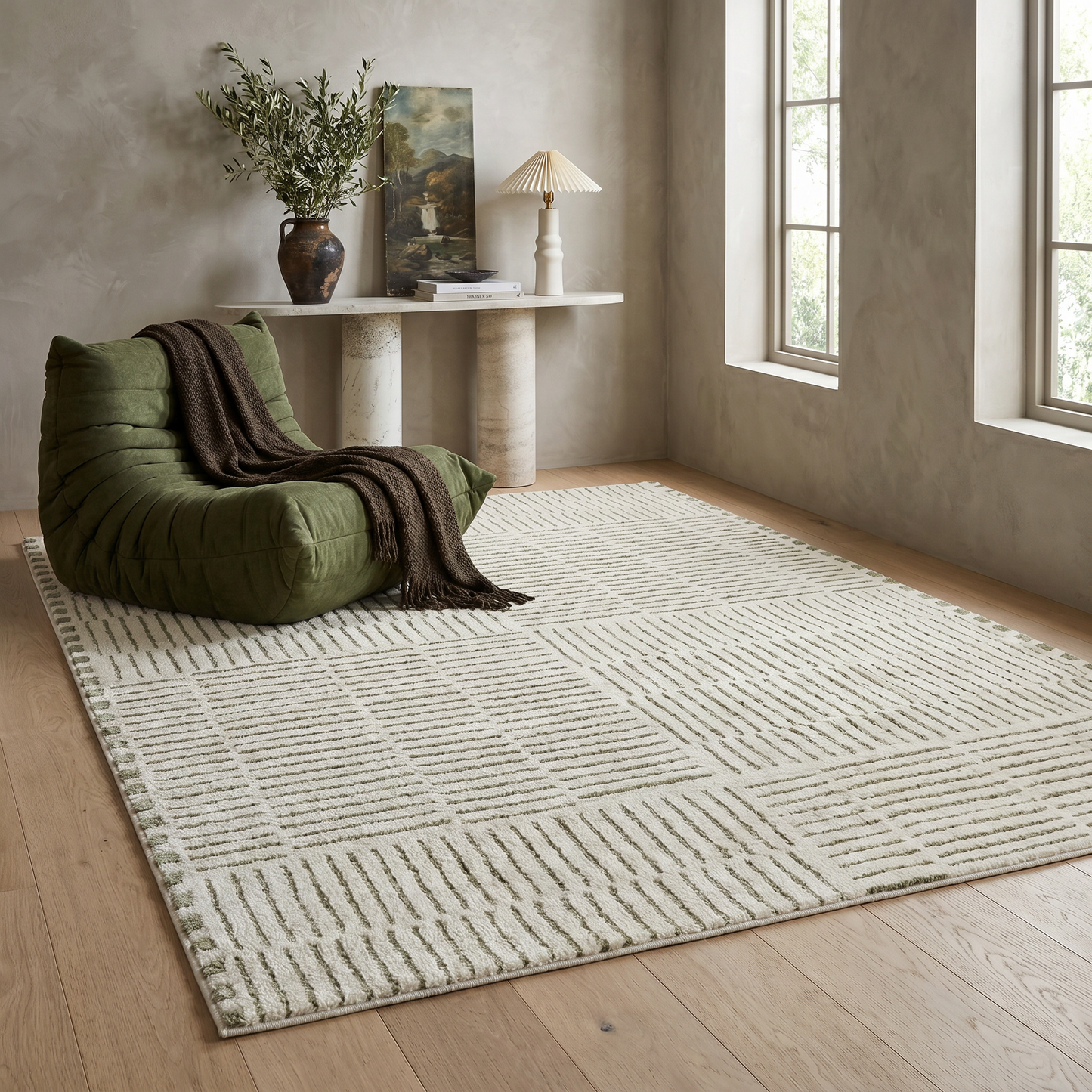 Alfombra Domus Abstract Modern Verde Oliva
