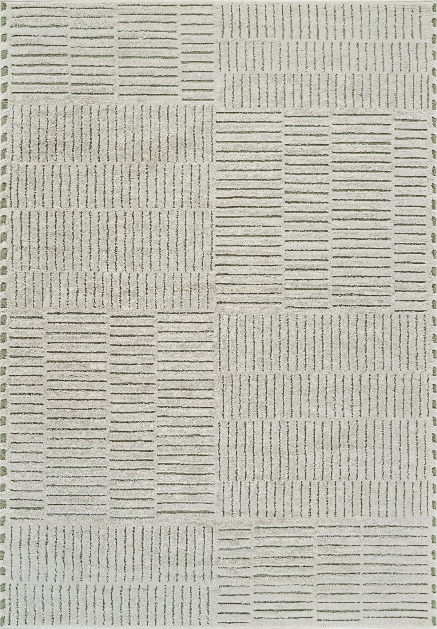 Kawa Abstract Modern Cream and Green Indoor Rug-3