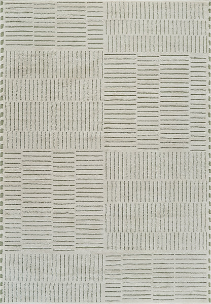 Kawa Abstract Modern Cream and Green Indoor Rug-3