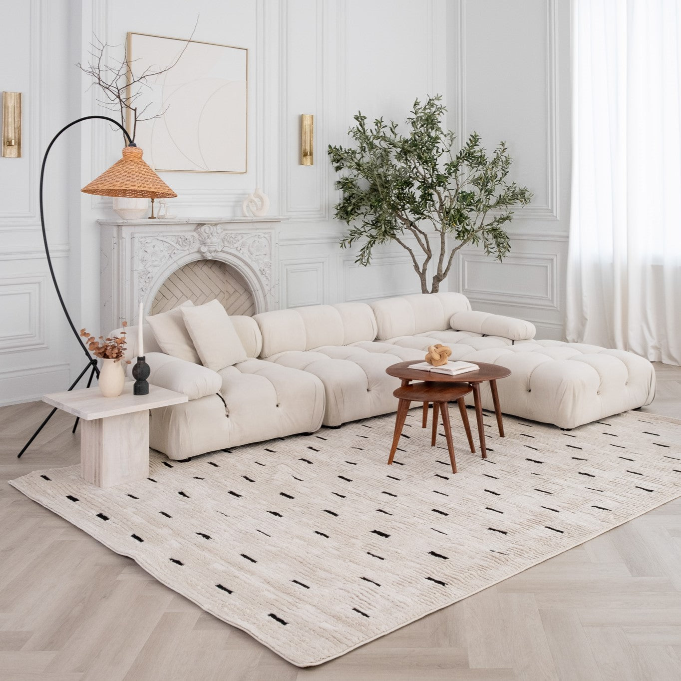 Domus Abstract Modern Cream Black Rug