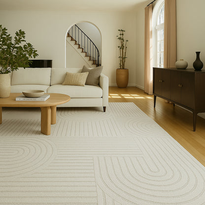 Arcus Geometric Modern Cream and Beige Indoor Rug