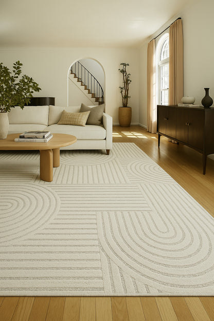 Arcus Geometric Modern Cream and Beige Indoor Rug