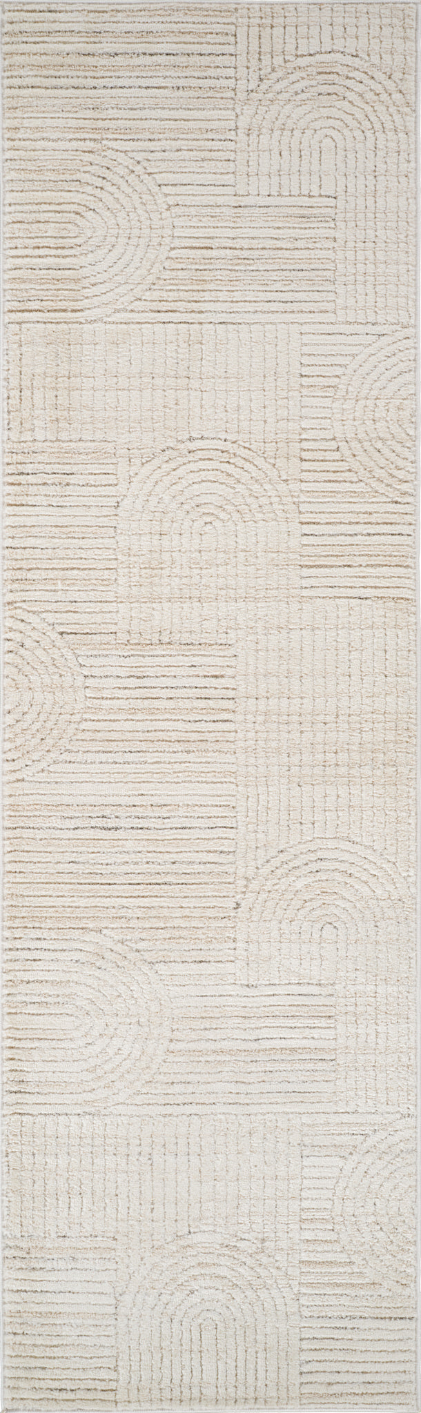 Arcus Geometric Modern Cream and Beige Indoor Rug