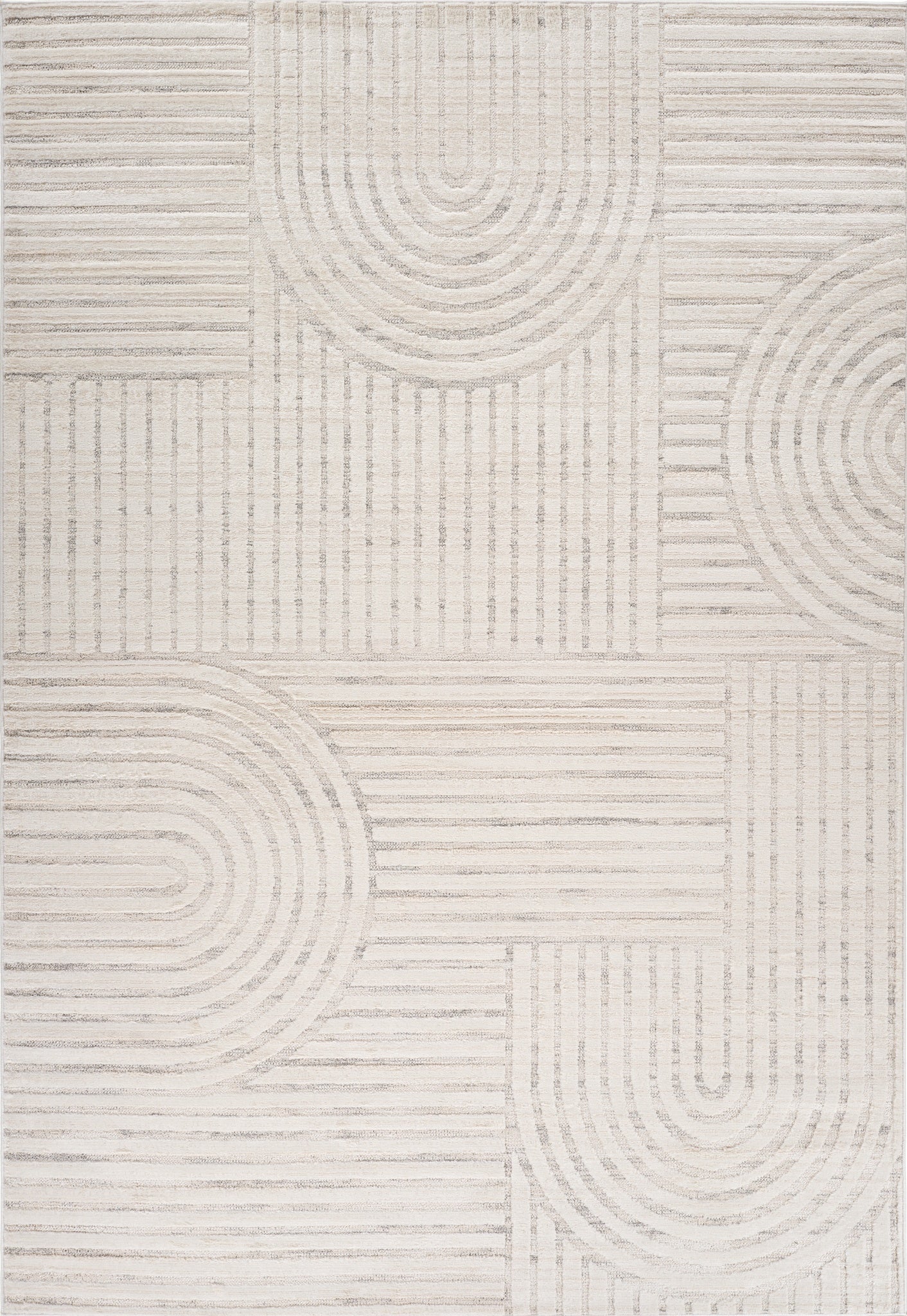 Arcus Geometric Modern Cream and Beige Indoor Rug