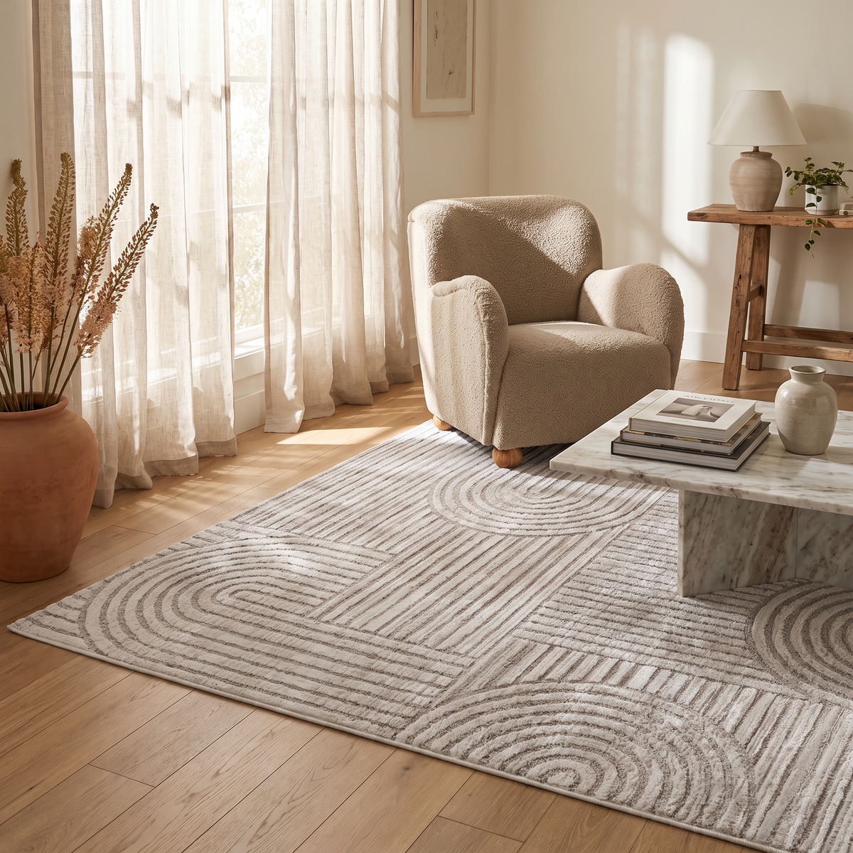 Arcus Geometric Modern Grey and Beige Indoor Rug