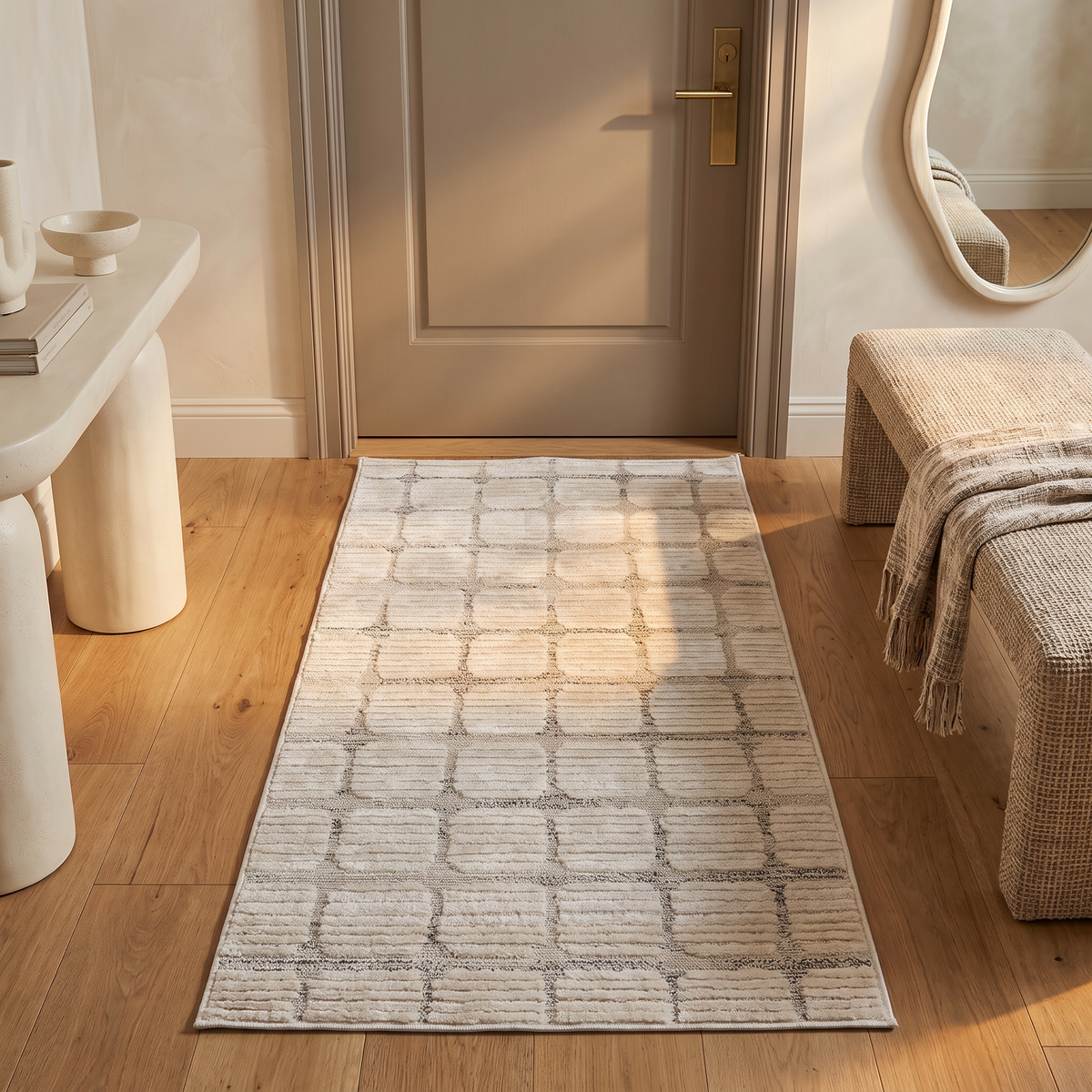 Seranova Checkered Modern Beige Indoor Rug