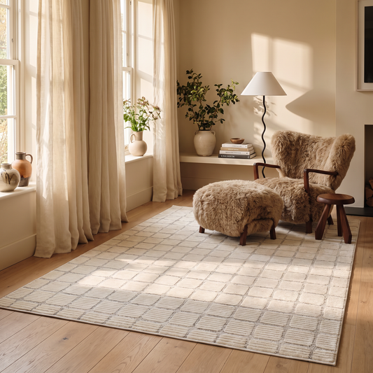 Seranova Checkered Modern Beige Indoor Rug