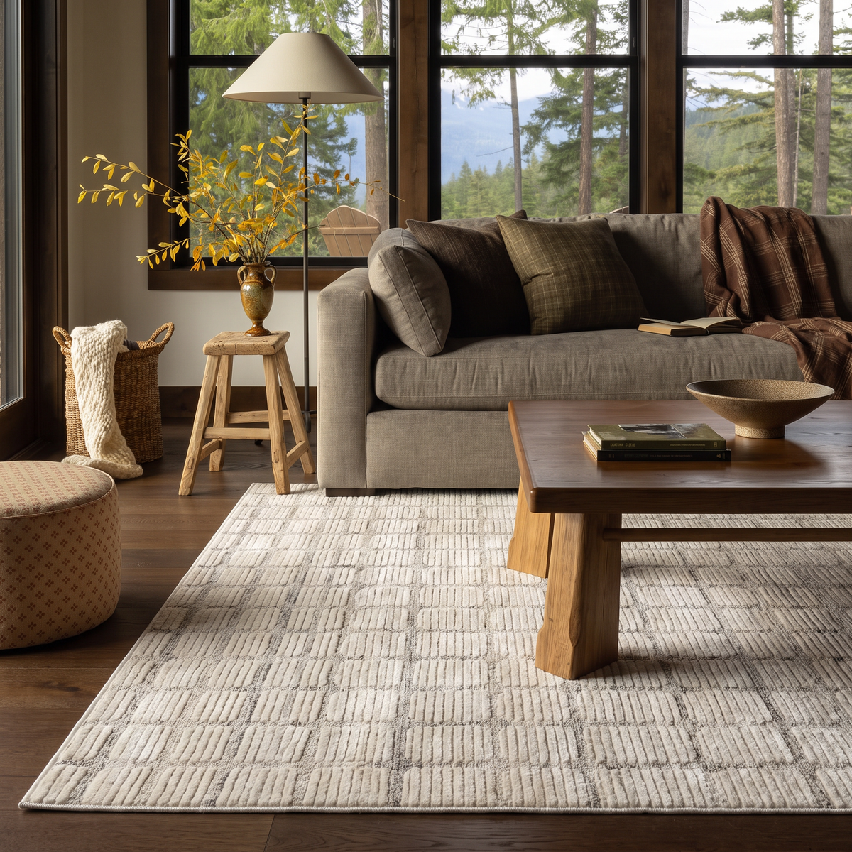 Seranova Checkered Modern Beige Indoor Rug