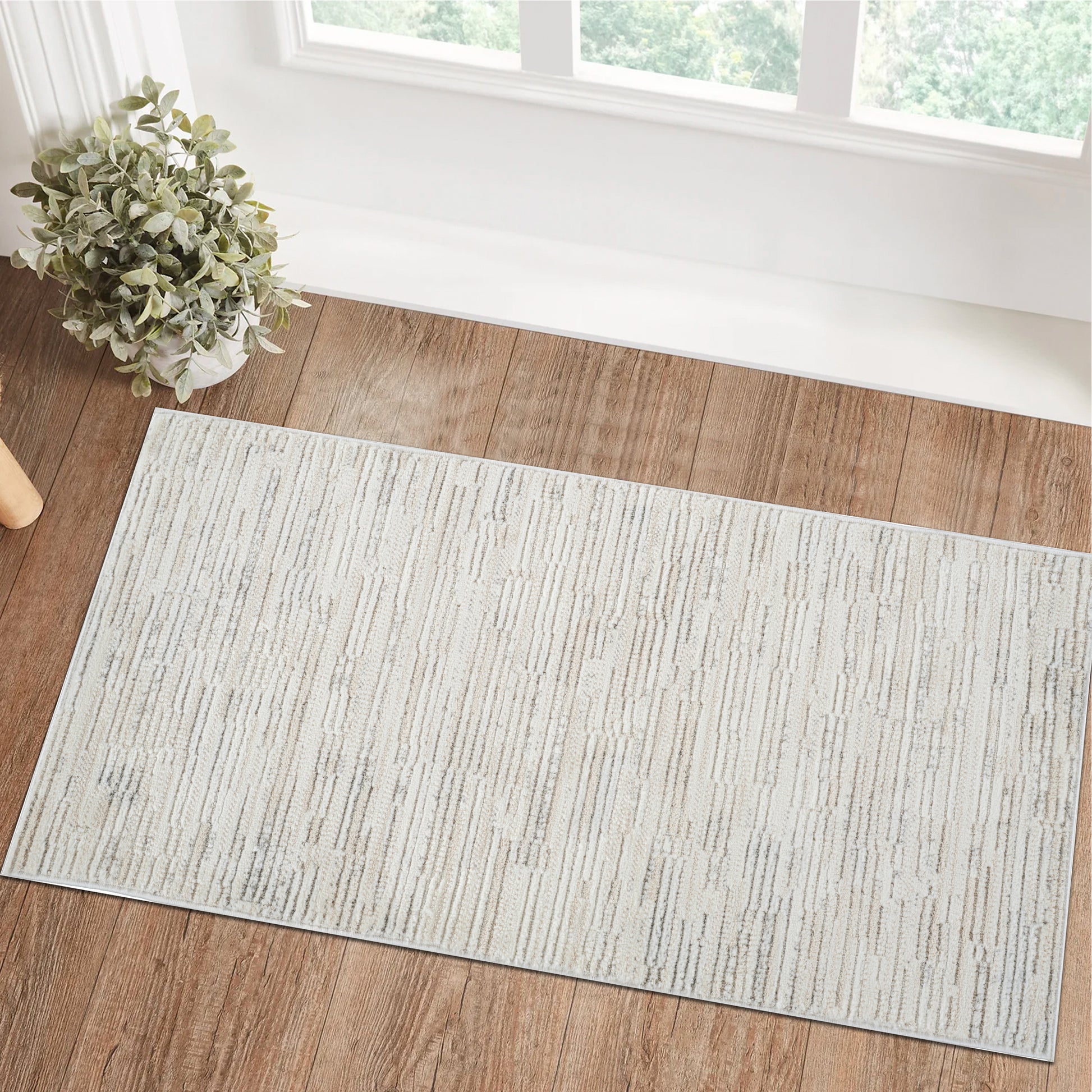 Kaori Abstract Contemporary Beige and Cream Indoor Rug-15