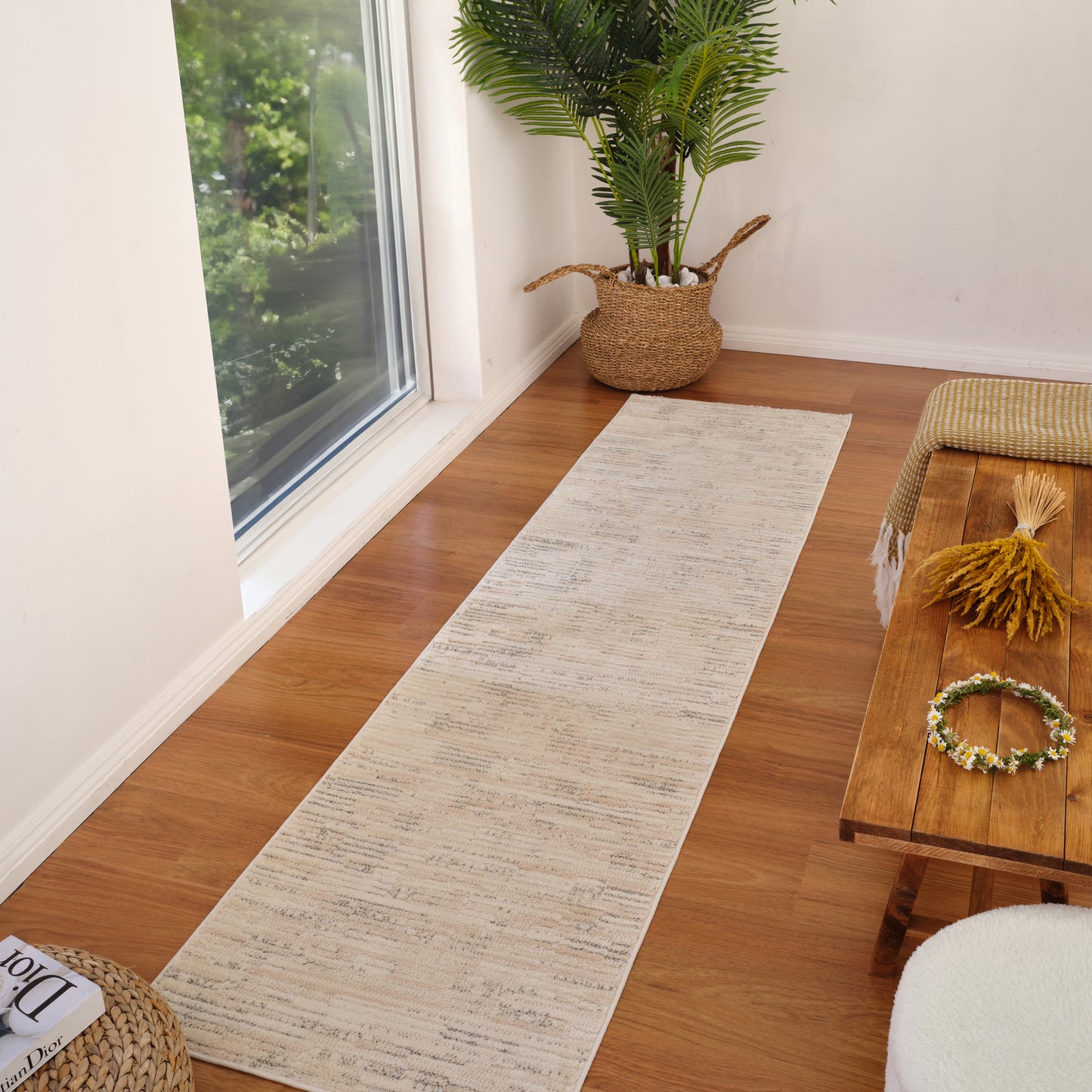 Kaori Abstract Contemporary Beige and Cream Indoor Rug-10