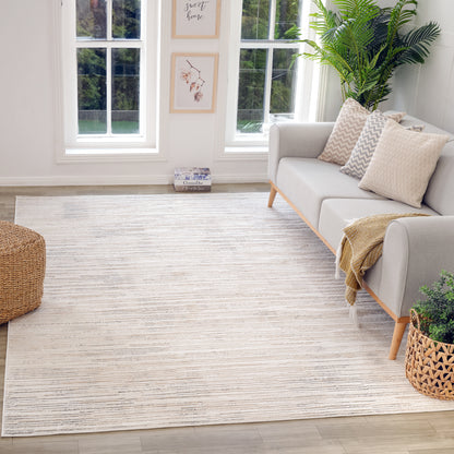 Kaori Abstract Contemporary Beige and Cream Indoor Rug-5