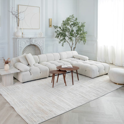 Kaori Abstract Contemporary Beige and Cream Indoor Rug-2