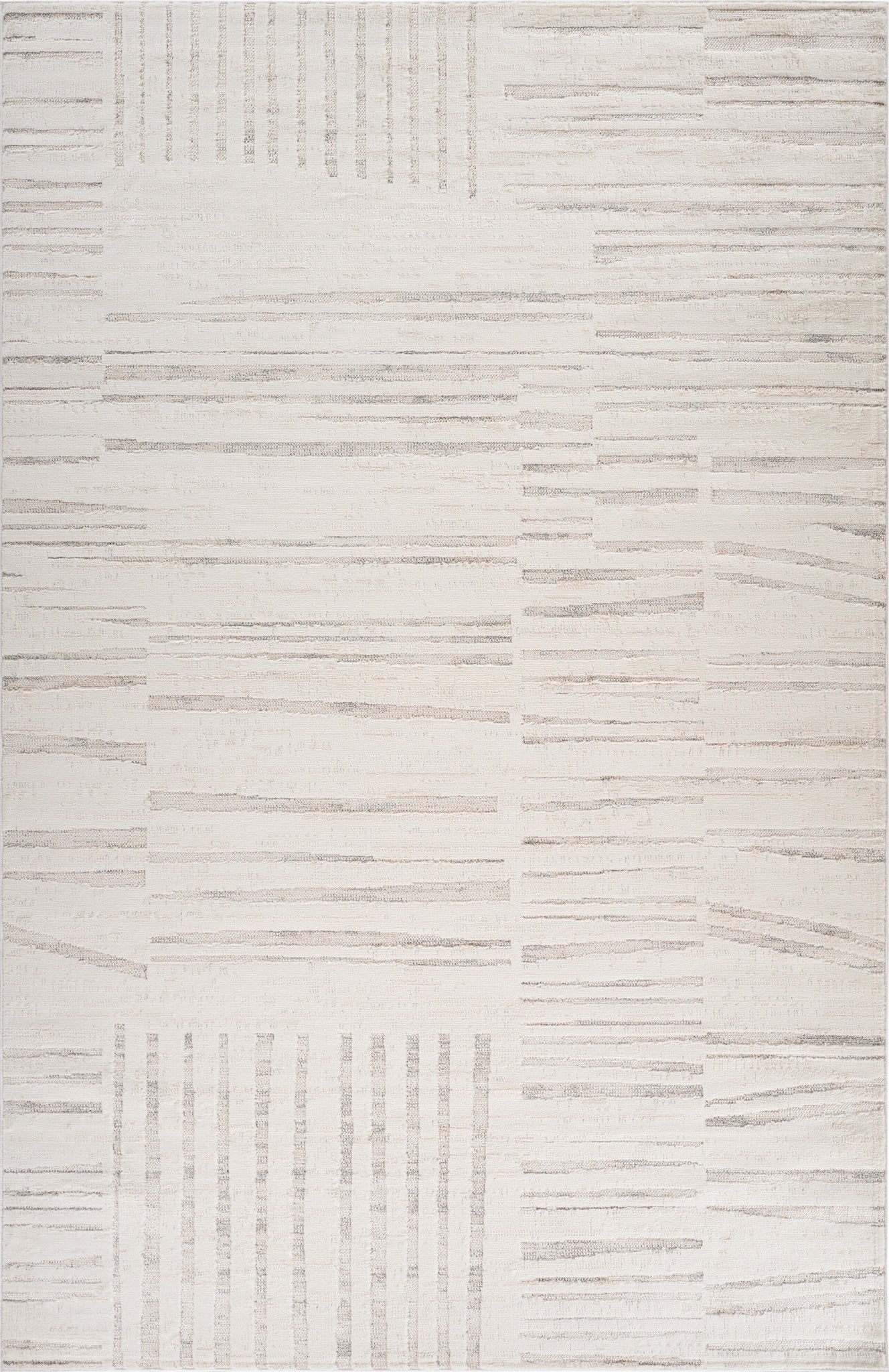 Inari Abstract Contemporary Beige and Cream Indoor Rug
